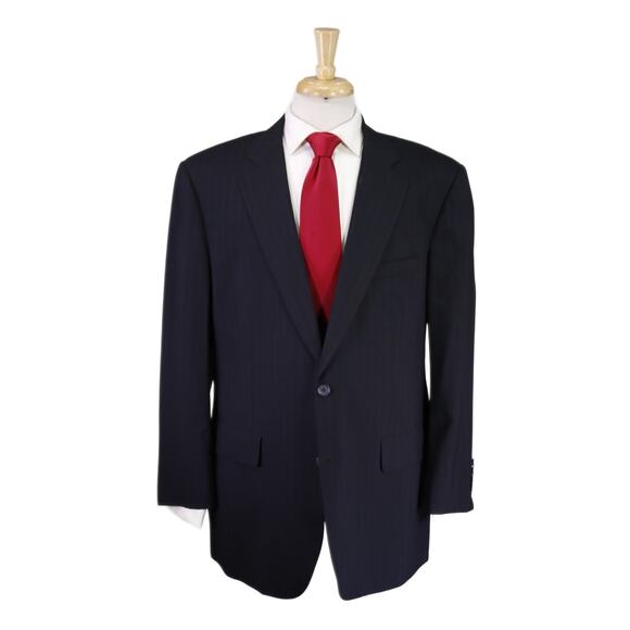 Brooks Brothers Navy Blue Pinstripe 2-Btn Wool Suit by Southwick 44R